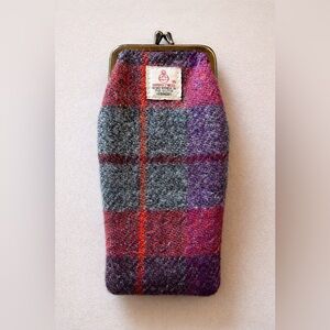 Harris Tweed Scotland Glasses Case or Coin Clasp Plaid Wool Vintage Cottagecore